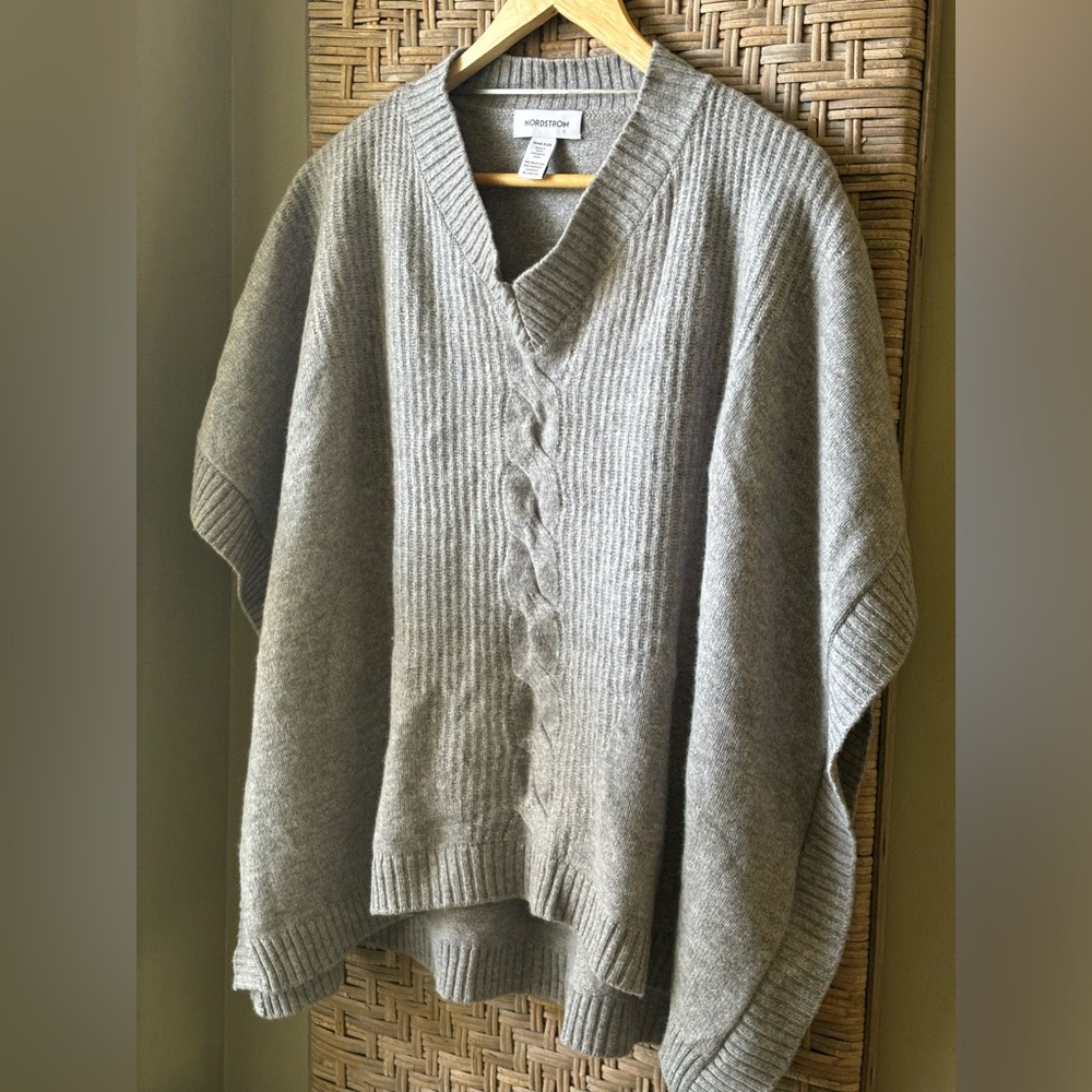 Nordstrom Wool and Cashmere Sweater Poncho - One Size - Grey - Knit